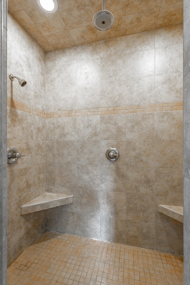 bathroom featuring a tile shower