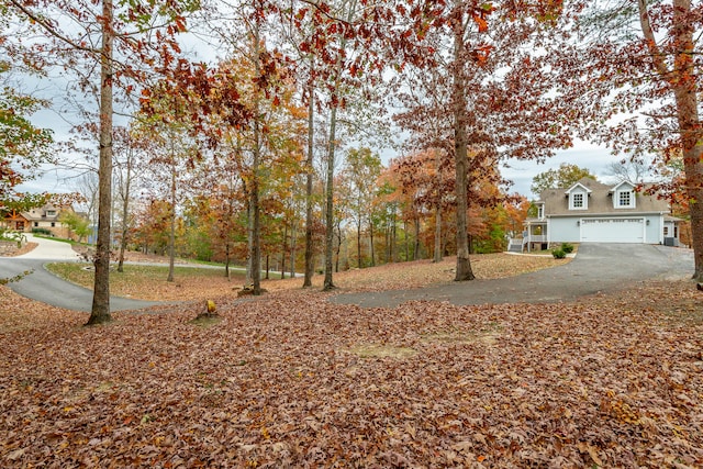 view of yard featuring a garage