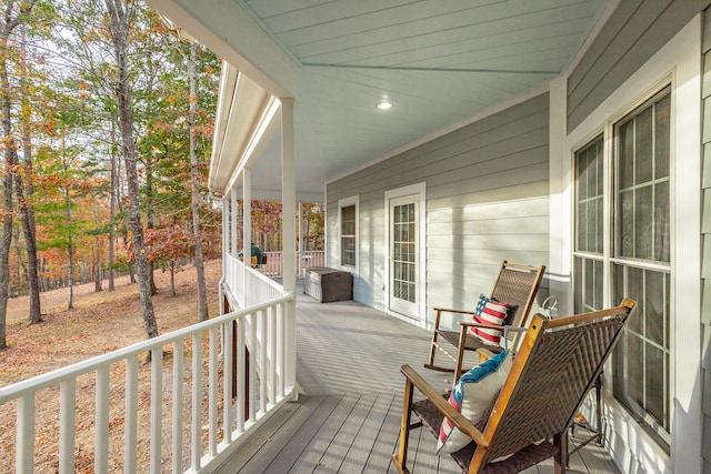 wooden deck featuring a porch