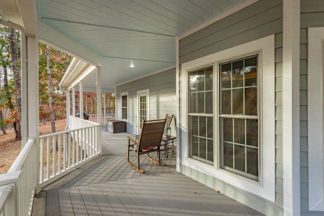 wooden deck with covered porch