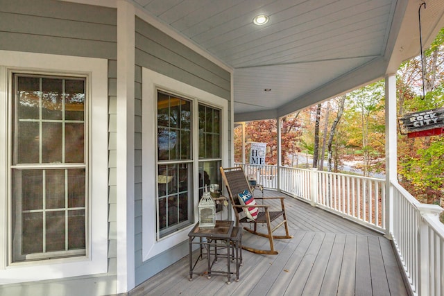 wooden deck with covered porch