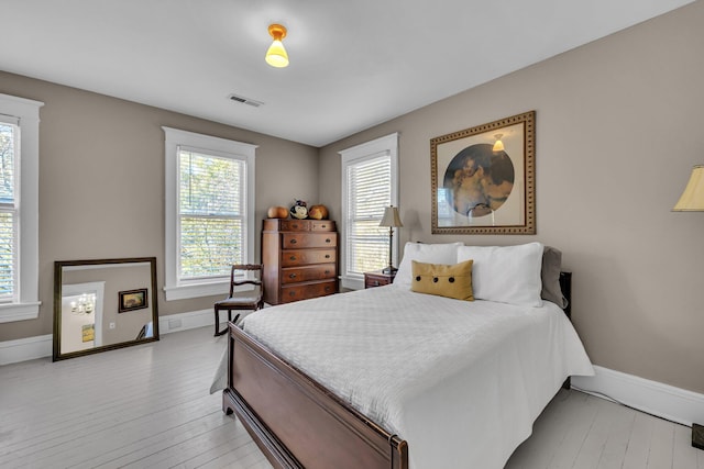 bedroom with light hardwood / wood-style floors