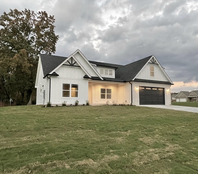 modern farmhouse with a front yard