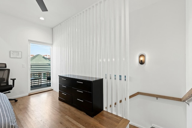 home office with light wood-type flooring