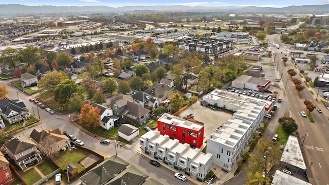 bird's eye view with a mountain view