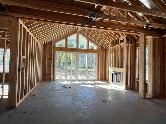 miscellaneous room featuring a wealth of natural light and vaulted ceiling