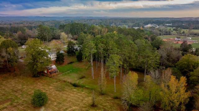 aerial view at dusk with a rural view