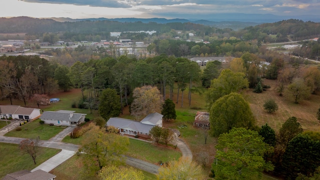 bird's eye view with a mountain view