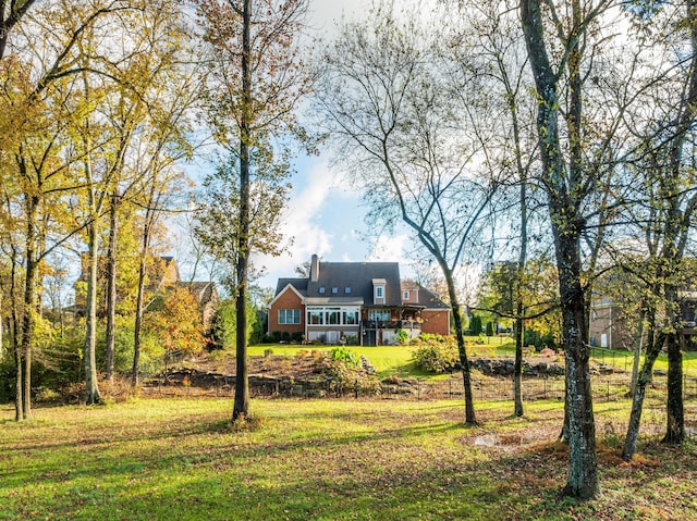 view of yard with a deck