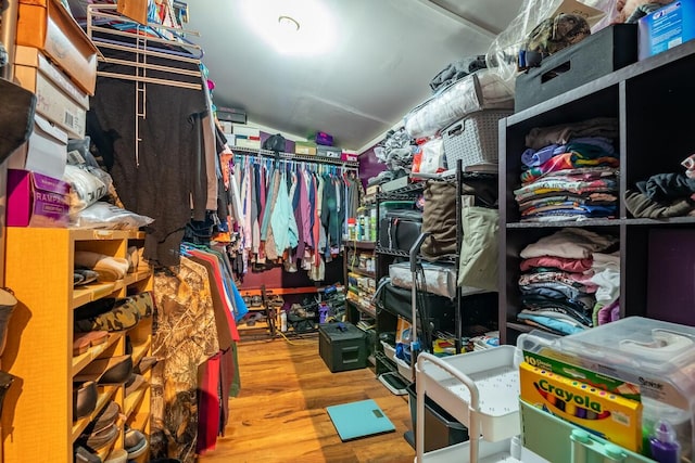 spacious closet featuring light hardwood / wood-style floors