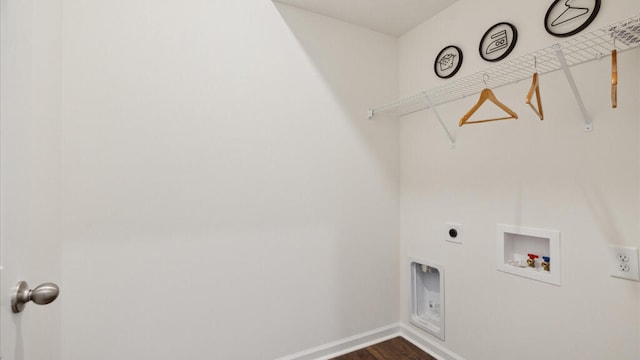 laundry area featuring hookup for a washing machine, hardwood / wood-style flooring, and electric dryer hookup