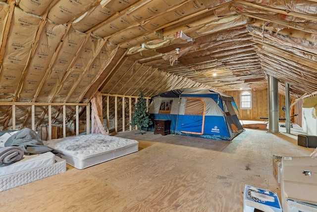 view of unfinished attic