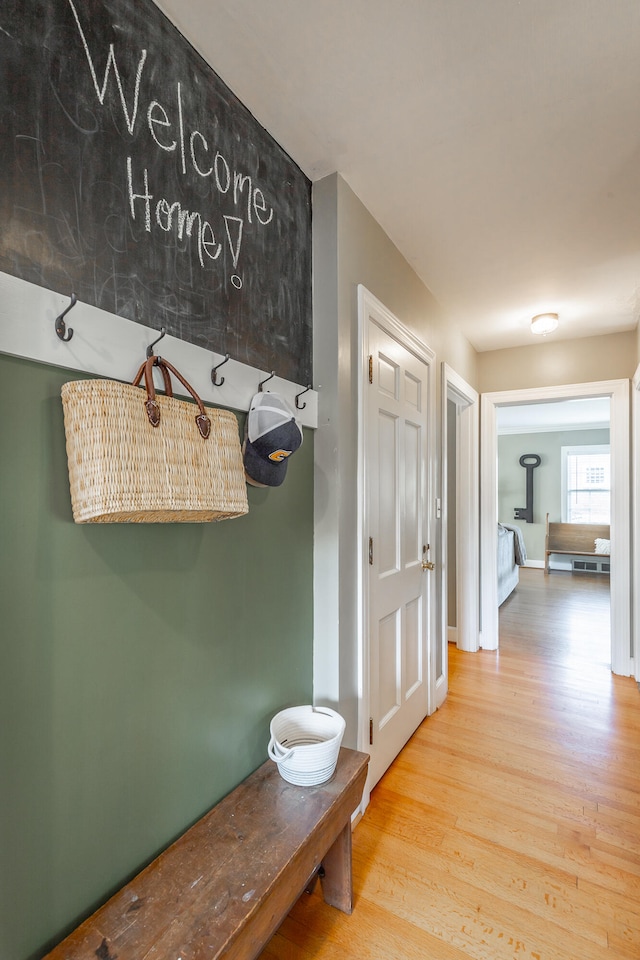 mudroom featuring hardwood / wood-style floors