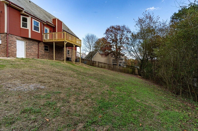 view of yard with a deck