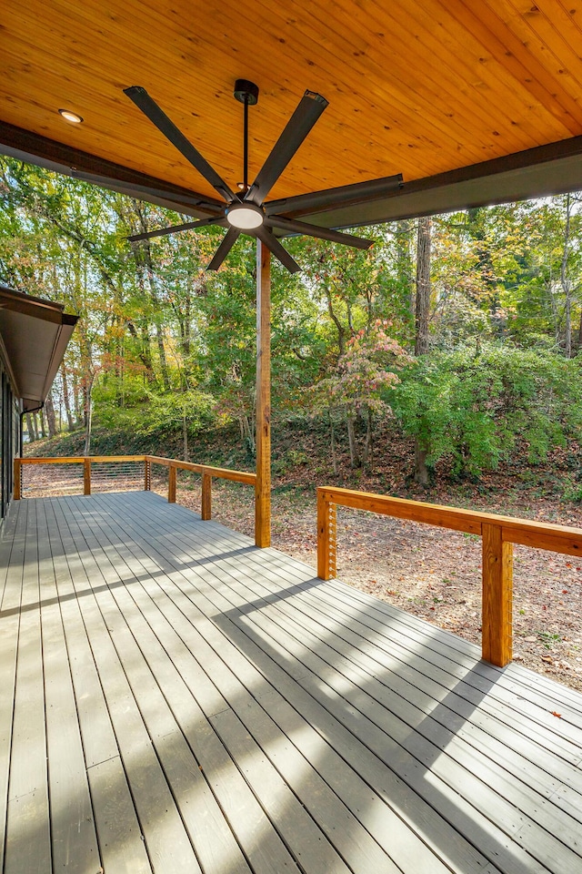 wooden terrace with ceiling fan