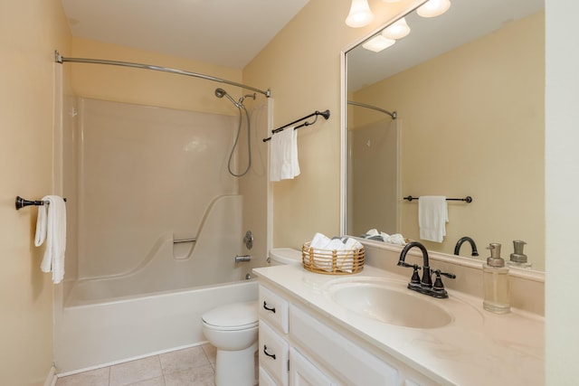 full bathroom featuring tile patterned floors, vanity, toilet, and bathing tub / shower combination