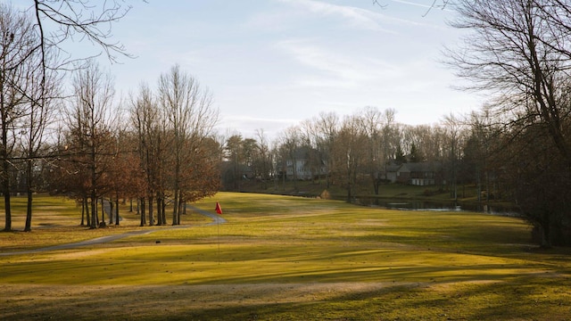 view of home's community featuring a water view and a yard