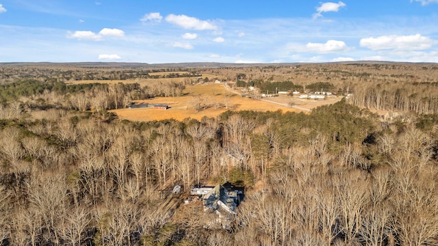 birds eye view of property featuring a rural view