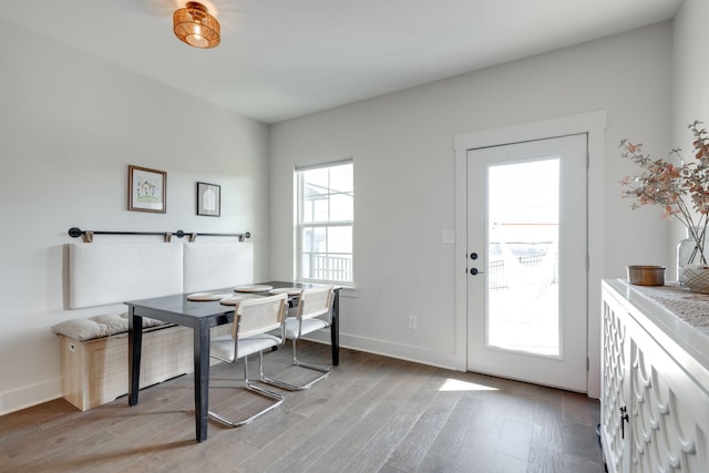 office space with light hardwood / wood-style floors