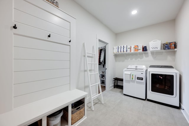 11330 Cape Vw Unit 33, Soddy Daisy, TN 37379 - laundry room with washing machine and dryer, recessed lighting, and baseboards