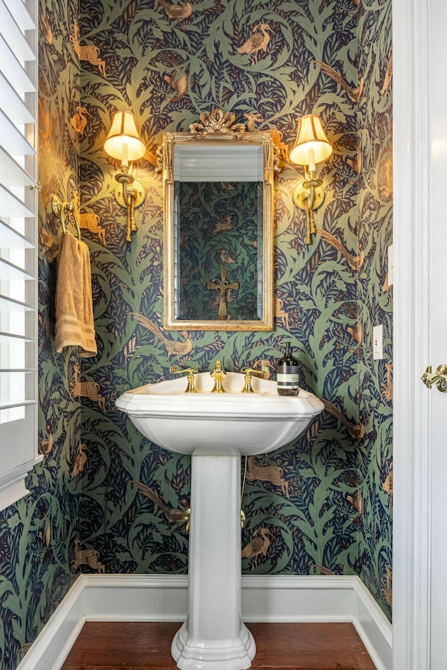 bathroom featuring wood-type flooring