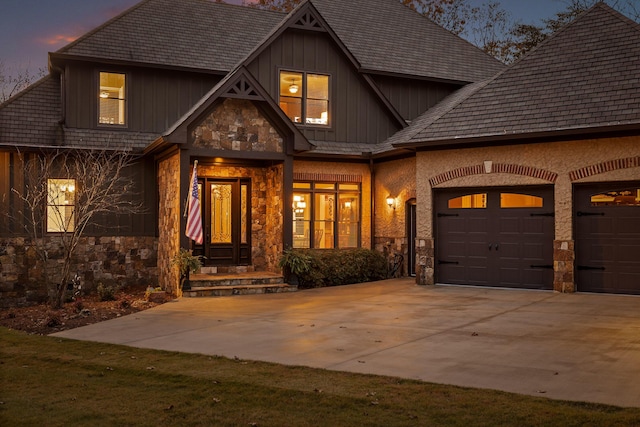 craftsman-style home with a garage