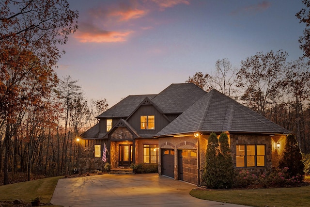 view of front of house with a garage