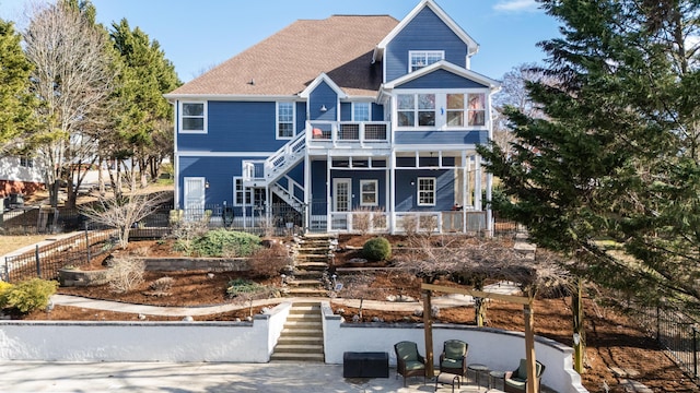 view of front of home with a patio