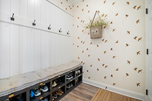 mudroom with dark wood-type flooring