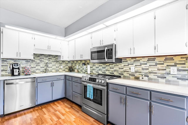 kitchen featuring white cabinetry, sink, and appliances with stainless steel finishes