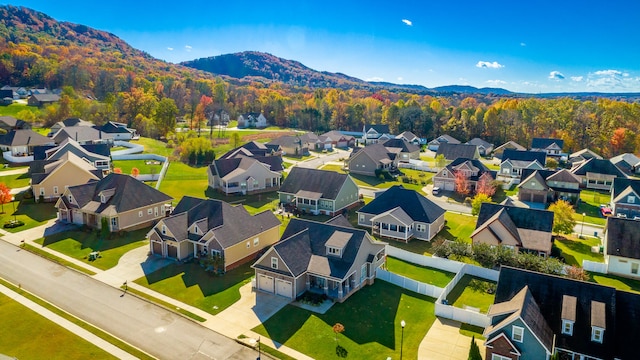 drone / aerial view with a mountain view