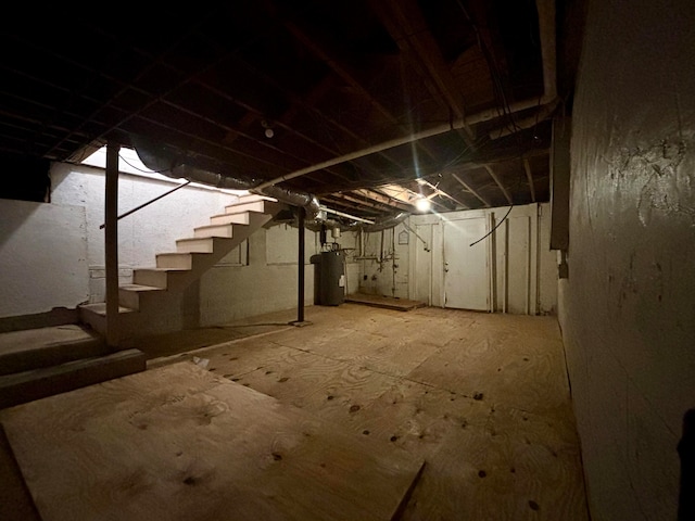 basement featuring water heater