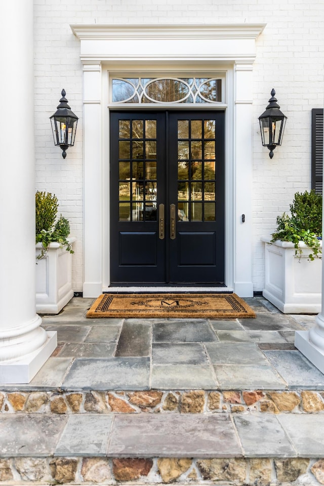 view of exterior entry with french doors