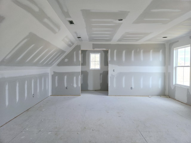 additional living space with vaulted ceiling and a wealth of natural light