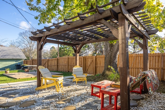 view of patio featuring a pergola