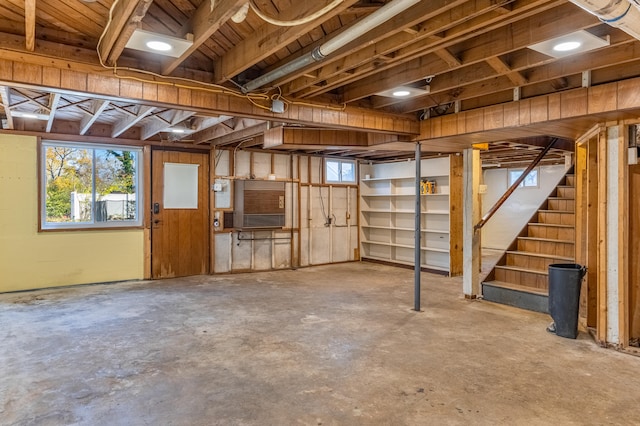 basement featuring plenty of natural light