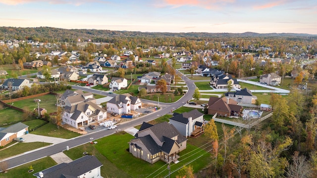 view of aerial view at dusk