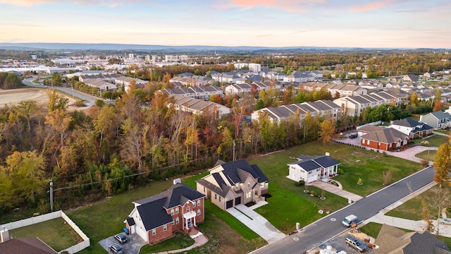 view of aerial view at dusk