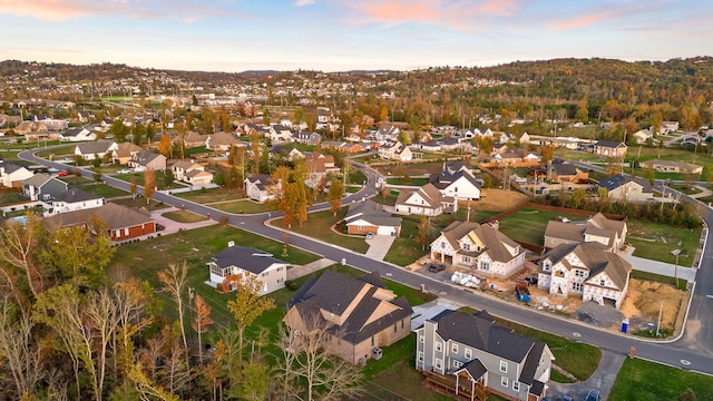 view of aerial view at dusk