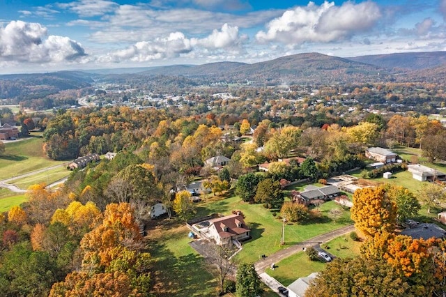 aerial view with a mountain view