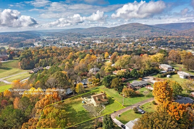 bird's eye view featuring a mountain view