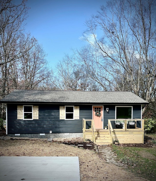 view of single story home