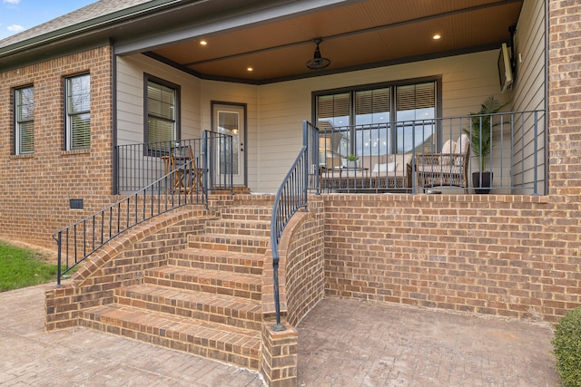 doorway to property featuring a porch