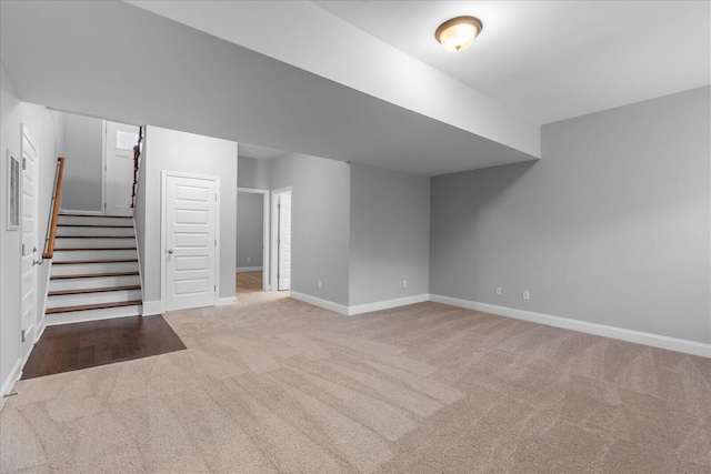 basement with carpet floors