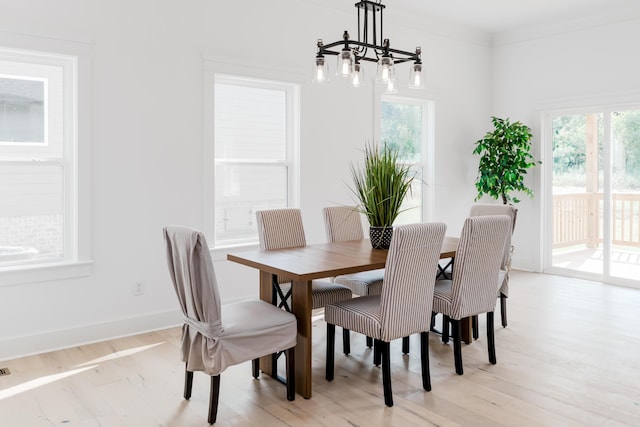 8340 Snowdrop Way, Ooltewah, TN 37363 - dining space with a chandelier, light wood finished floors, and baseboards