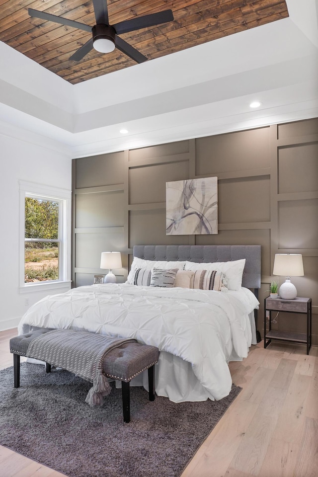 8340 Snowdrop Way, Ooltewah, TN 37363 - bedroom with light wood finished floors, recessed lighting, and ceiling fan
