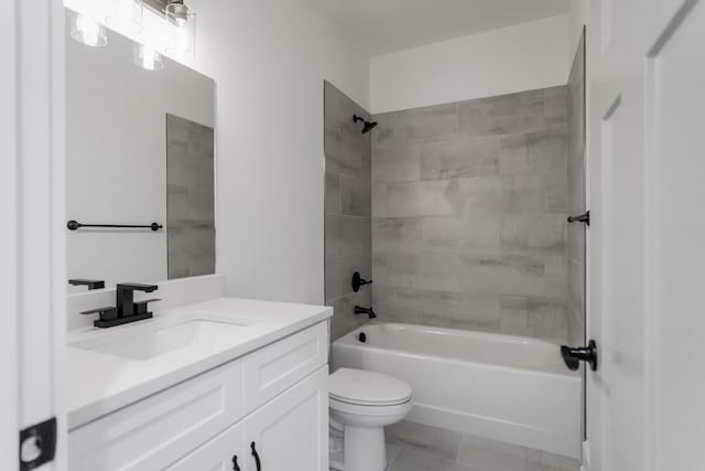 8340 Snowdrop Way, Ooltewah, TN 37363 - bathroom featuring vanity, toilet, shower / bathtub combination, and tile patterned floors