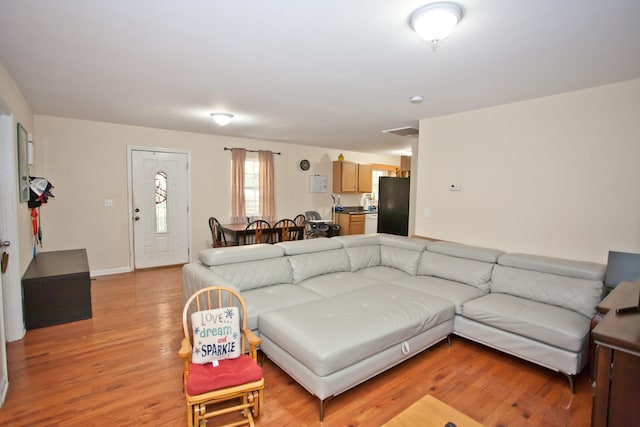 living room featuring light wood-type flooring