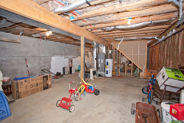 basement with electric water heater