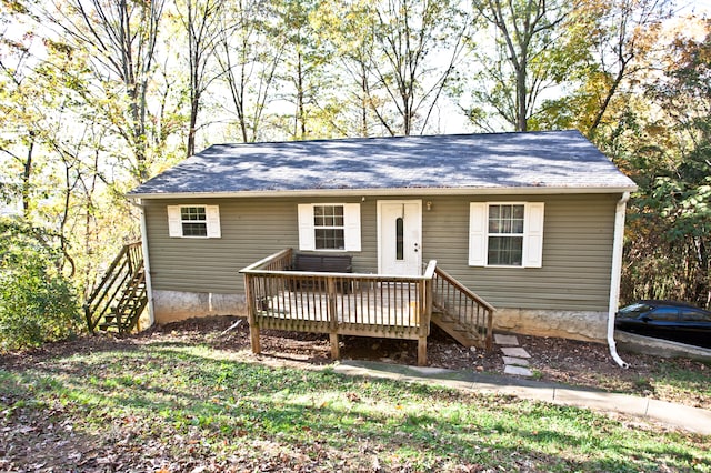 view of front of property featuring a deck